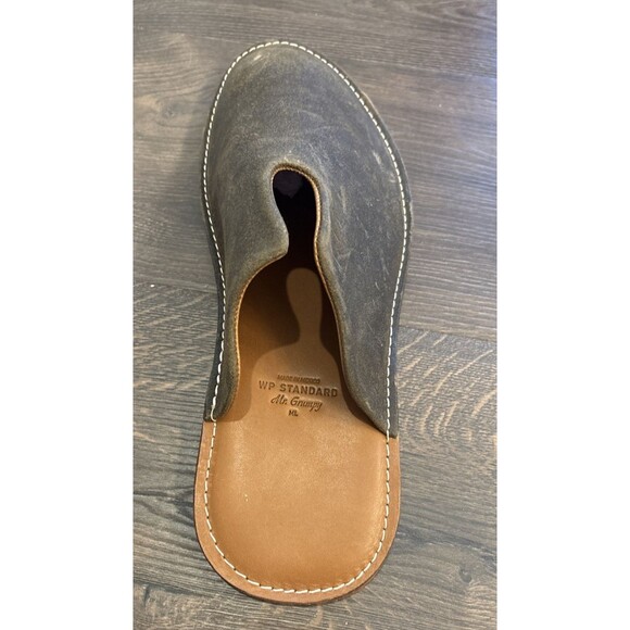 WP Standard Mr Grumpy Shoes Mens SZ ML 10.5-11 Olive Leather Suede Slippers New - Picture 4 of 7